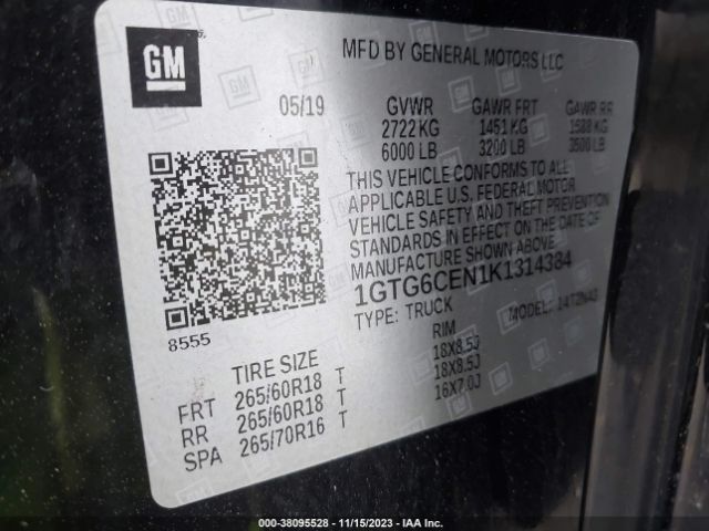 1GTG6CEN1K1314384 GMC Canyon 4wd Sle