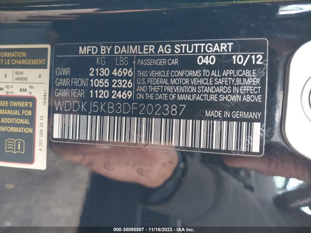 2013 MERCEDES-BENZ E-CLASS E 350 VIN: WDDKJ5KB3DF202387