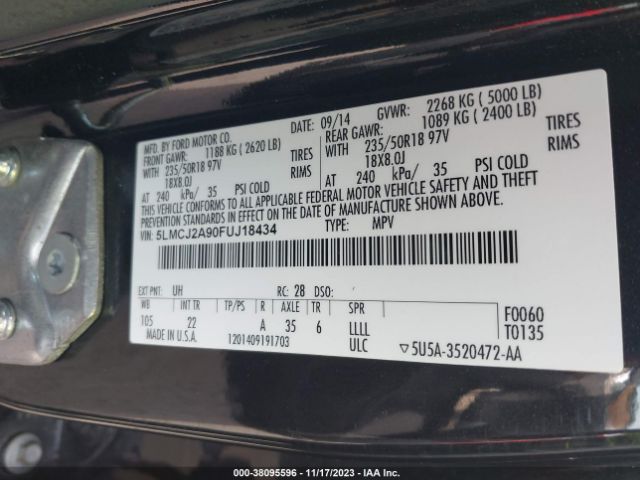 5LMCJ2A90FUJ18434 Lincoln MKC
