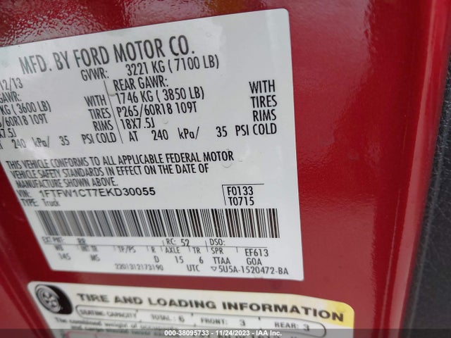 Ford F-150 Xlt 2014 1FTFW1CT7EKD30055 Image 9
