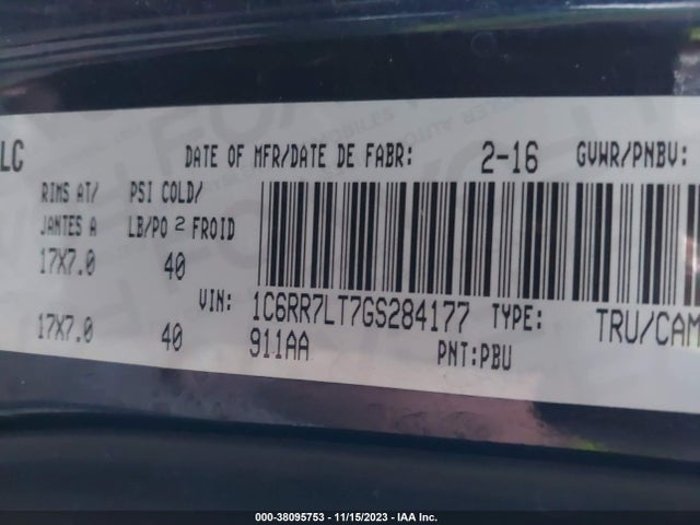 RAM 1500 Slt 2016 1C6RR7LT7GS284177 Image 9