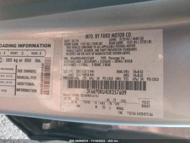 3FA6P0RU4ER357609 Ford Fusion Hybrid Titanium