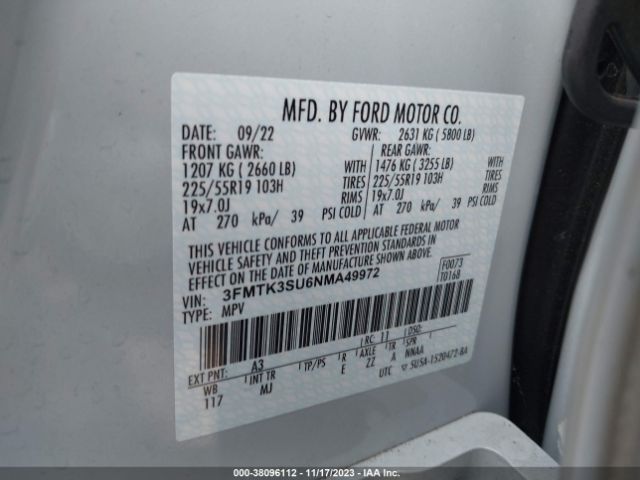 2022 FORD MUSTANG MACH-E 3FMTK3SU6NMA49972 Photo 8