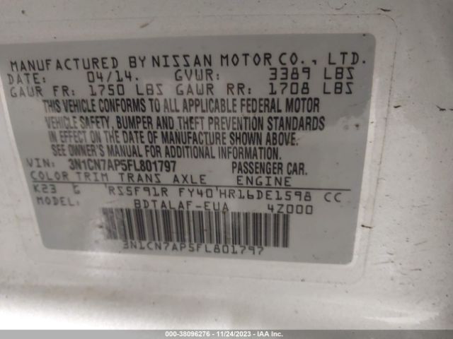 3N1CN7AP5FL801797 Nissan Versa 1.6 S