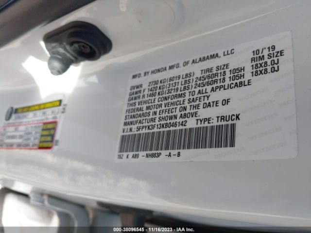 5FPYK3F13KB046142 Honda Ridgeline Sport