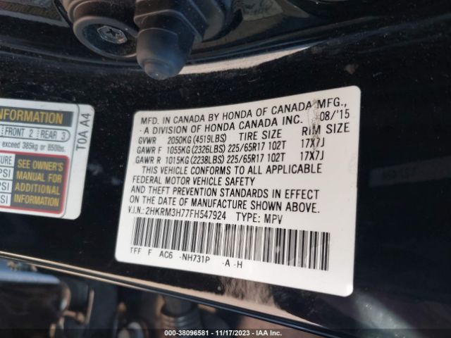 2HKRM3H77FH547924 Honda Cr-v Ex-l