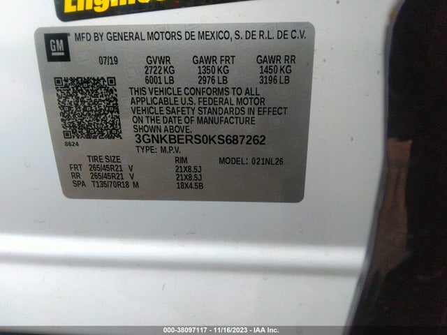 Chevrolet BLAZER RS 2019 3GNKBERS0KS687262 Image 9