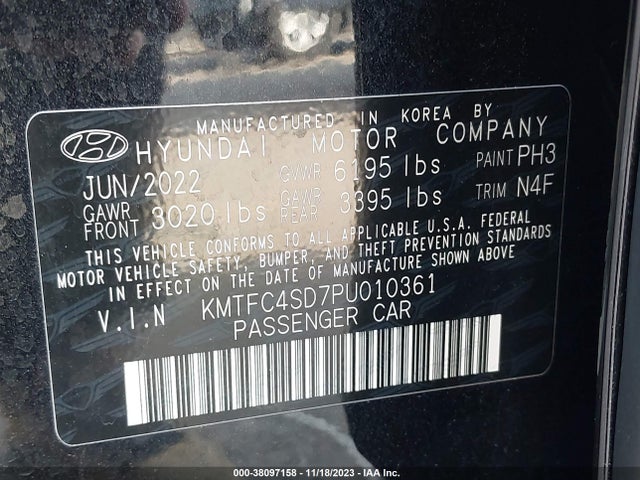 2023 GENESIS G90 3.5T E-SC AWD VIN: KMTFC4SD7PU010361