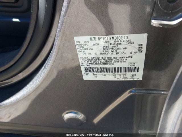 2010 FORD EDGE LIMITED VIN: 2FMDK3KC8ABB35050