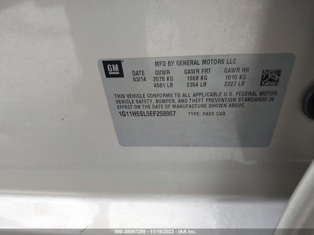 Chevrolet Malibu 1lz 2014 1G11H5SL5EF258867 Image 9