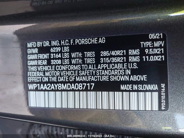 2021 PORSCHE CAYENNE WP1AA2AY8MDA08717 Photo 8