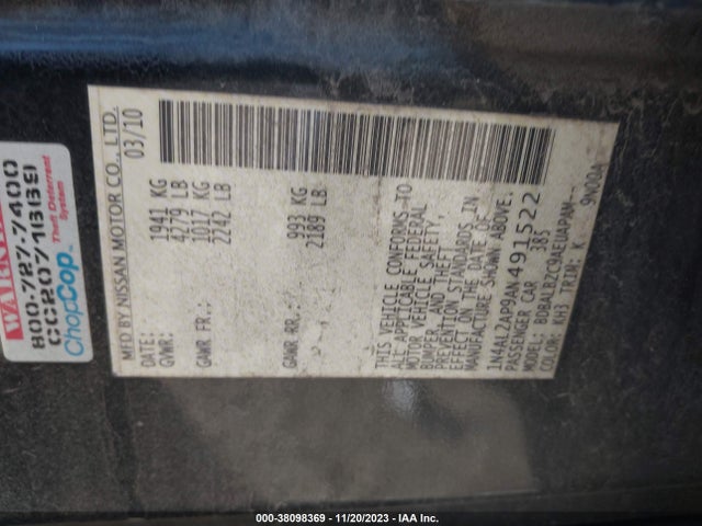 2010 NISSAN ALTIMA 2.5 S VIN: 1N4AL2AP9AN491522
