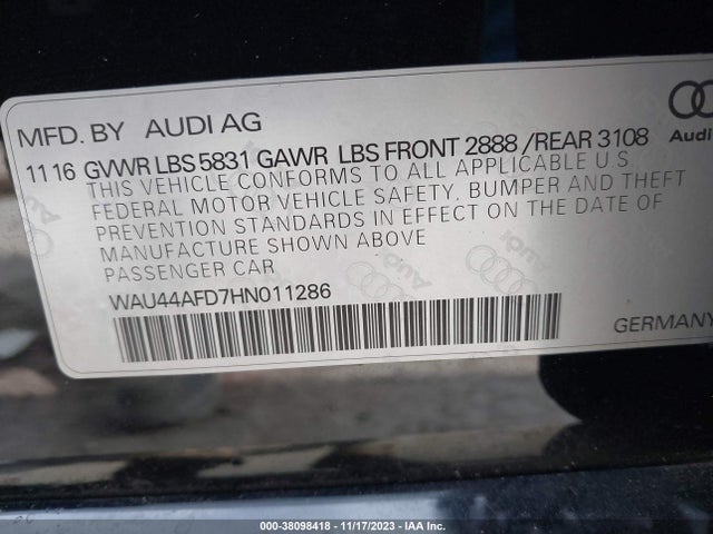 WAU44AFD7HN011286 Audi A8 L 3.0t