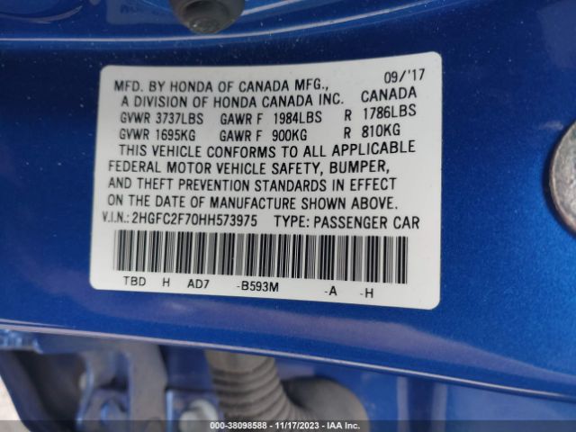 2HGFC2F70HH573975 Honda Civic Sedan Ex