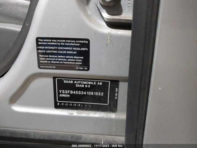 2004 SAAB 9-3 YS3FB45S341061552 Photo 8