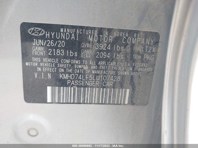 Hyundai ELANTRA SE 2020 KMHD74LF5LU107428 Image 9