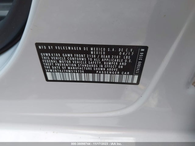 3VW2B7AJ7HM376736 Volkswagen Jetta 1.4t S