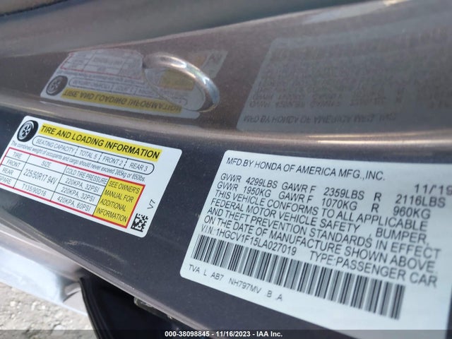 Honda ACCORD LX 2020 1HGCV1F15LA027019 Image 9