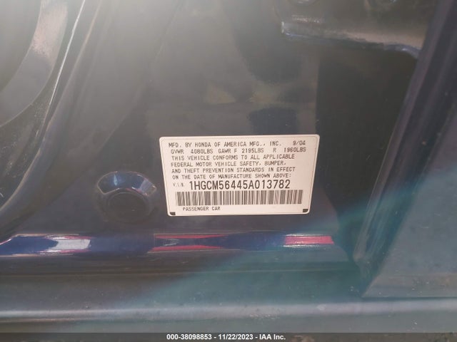 2005 HONDA ACCORD 2.4 LX VIN: 1HGCM56445A013782