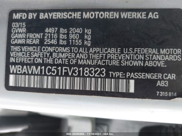 WBAVM1C51FV318323 BMW X1 Sdrive28i