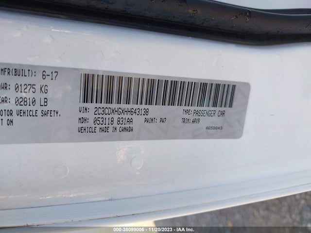 Dodge Charger Sxt Rwd 2017 2C3CDXHGXHH643138 Image 9