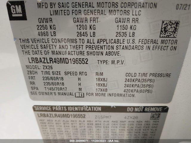 Buick Envision Fwd Preferred 2021 LRBAZLR49MD196552 Image 9