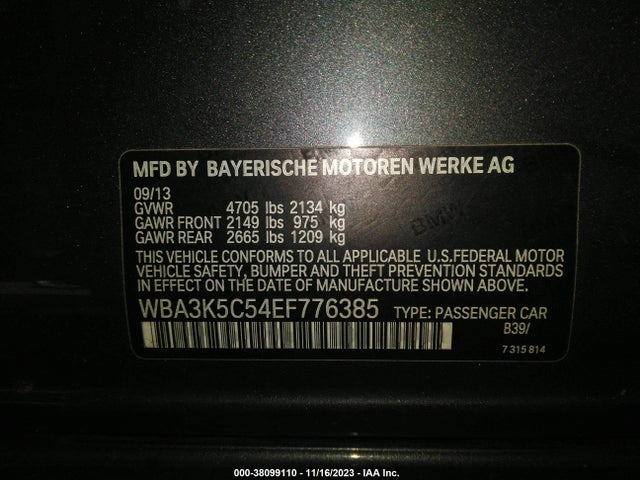 BMW 328d Xdrive 2014 WBA3K5C54EF776385 Image 9