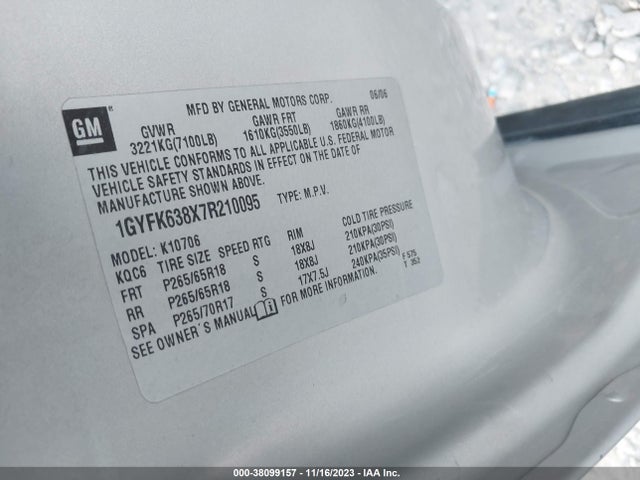 2007 CADILLAC ESCALADE 1GYFK638X7R210095 Photo 8