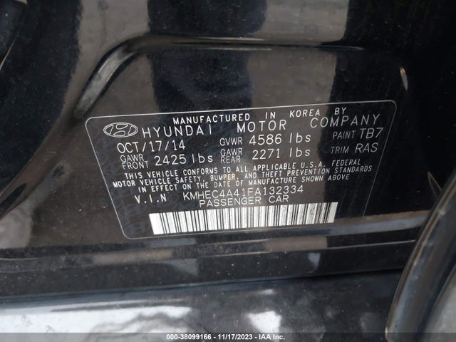 2015 HYUNDAI SONATA HYBRID LIMITED VIN: KMHEC4A41FA132334