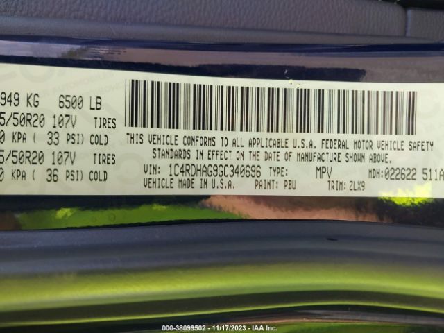 1C4RDHAG9GC340696 Dodge Durango Sxt