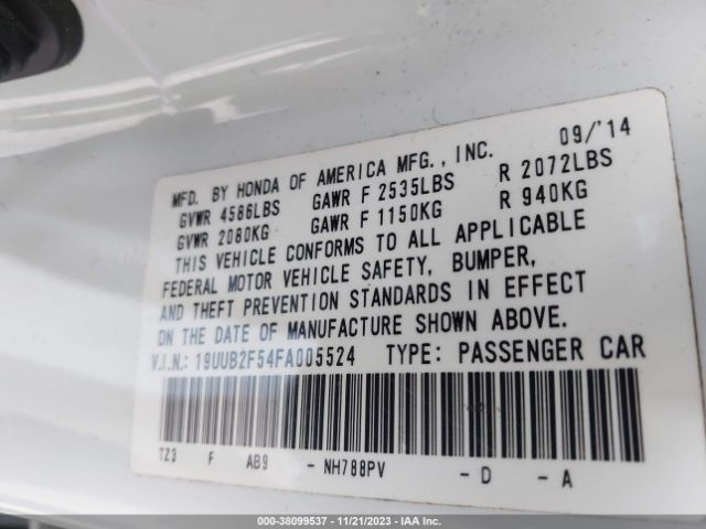 19UUB2F54FA005524 Acura Tlx V6 Tech