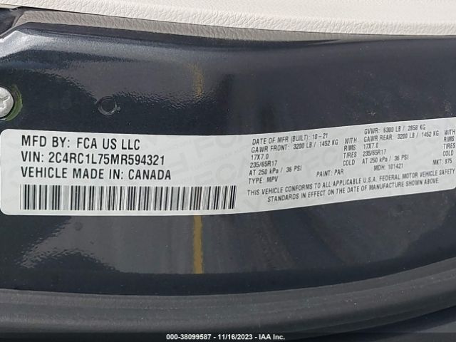2C4RC1L75MR594321 Chrysler Pacifica Hybrid Touring L