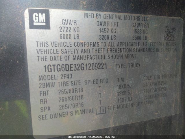1GTG6DE32G1209221 GMC CANYON SLT