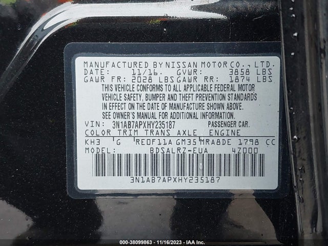 Nissan SENTRA SR 2017 3N1AB7APXHY235187 Image 9