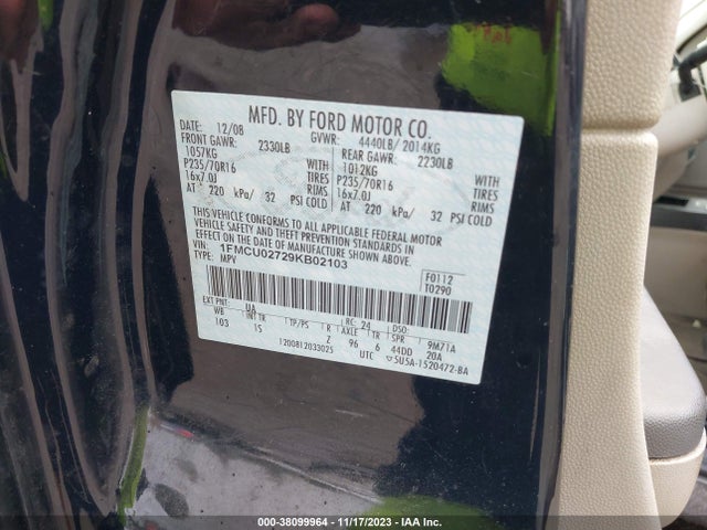 2009 FORD ESCAPE XLS/XLS MANUAL VIN: 1FMCU02729KB02103