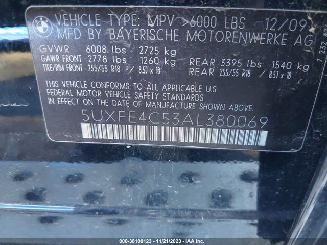 2010 BMW X5 XDRIVE30I VIN: 5UXFE4C53AL380069