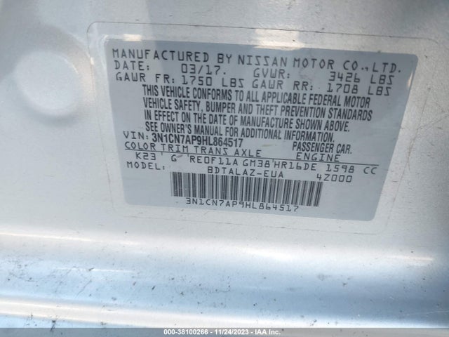 Nissan Versa 1.6 S+ 2017 3N1CN7AP9HL864517 Image 20