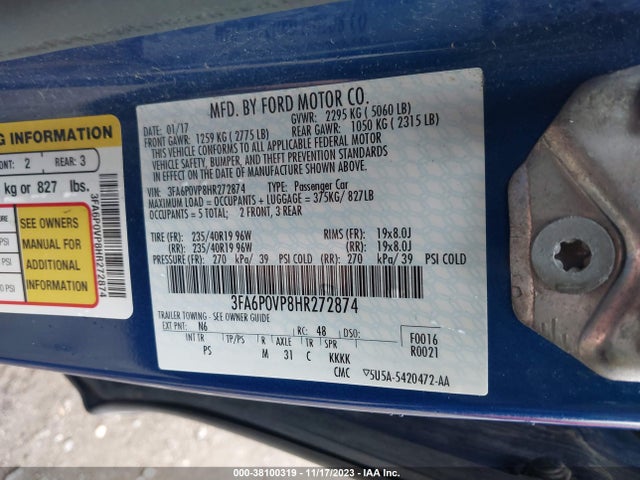 Ford Fusion Sport 2017 3FA6P0VP8HR272874 Image 9