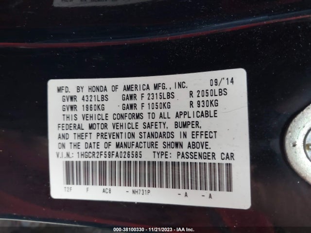 Honda k24w1 2015 1HGCR2F59FA026585 Image 24