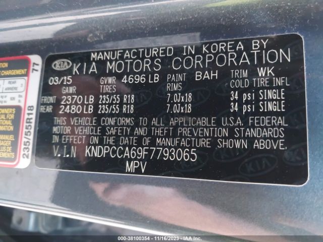 KNDPCCA69F7793065 KIA Sportage Sx