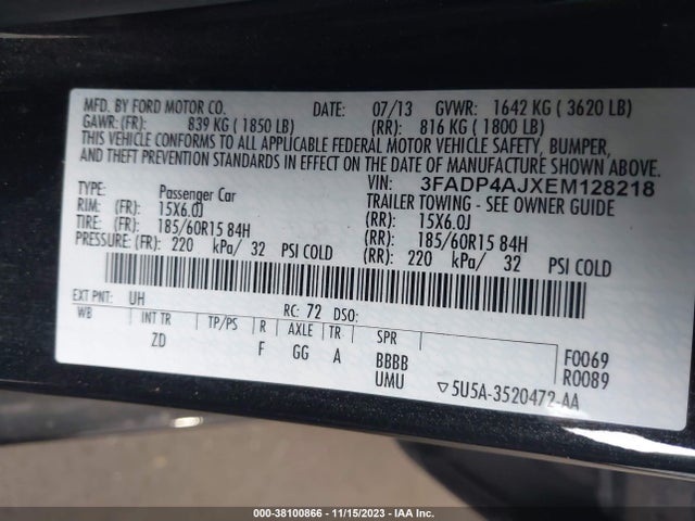 3FADP4AJXEM128218 Ford 2014