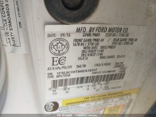 1FMJK1MT9HEA18337 Ford Expedition Max Platinum