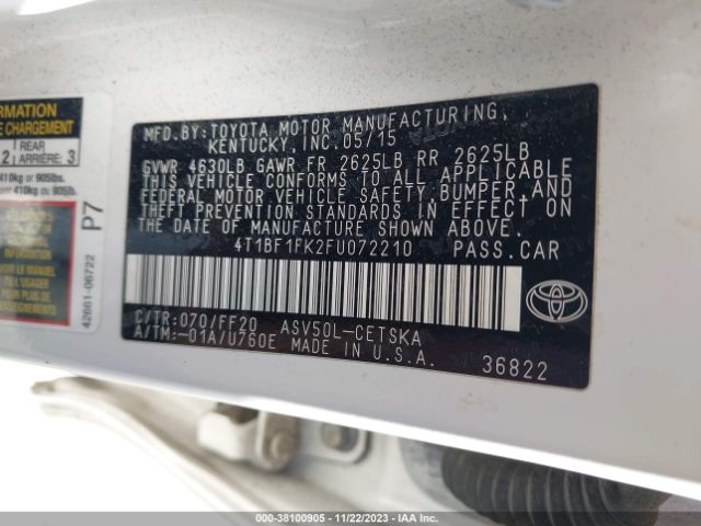 4T1BF1FK2FU072210 Toyota CAMRY SE