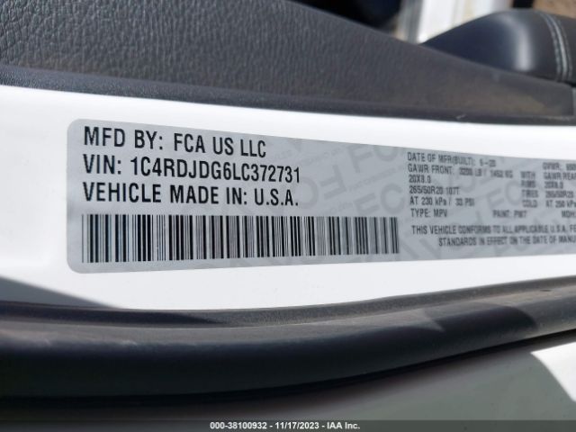 1C4RDJDG6LC372731 Dodge Durango Gt Plus Awd