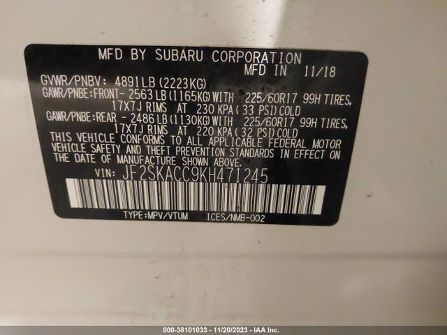 Subaru Forester 2019 JF2SKACC9KH471245 Image 9