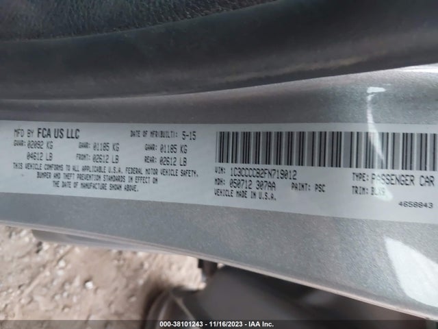 Chrysler 200 C 2015 1C3CCCCB2FN719012 Image 9