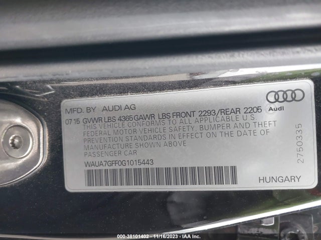 WAUA7GFF0G1015443 Audi A3 1.8t Premium