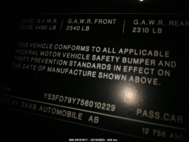 2005 SAAB 9-3 YS3FD79Y756010229 Photo 8