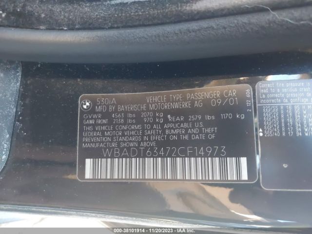 2002 BMW 5 SERIES WBADT63472CF14973 Photo 8