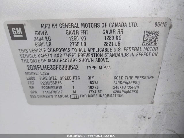 Chevrolet Equinox Ltz 2015 2GNFLHE35F6380642 Image 9